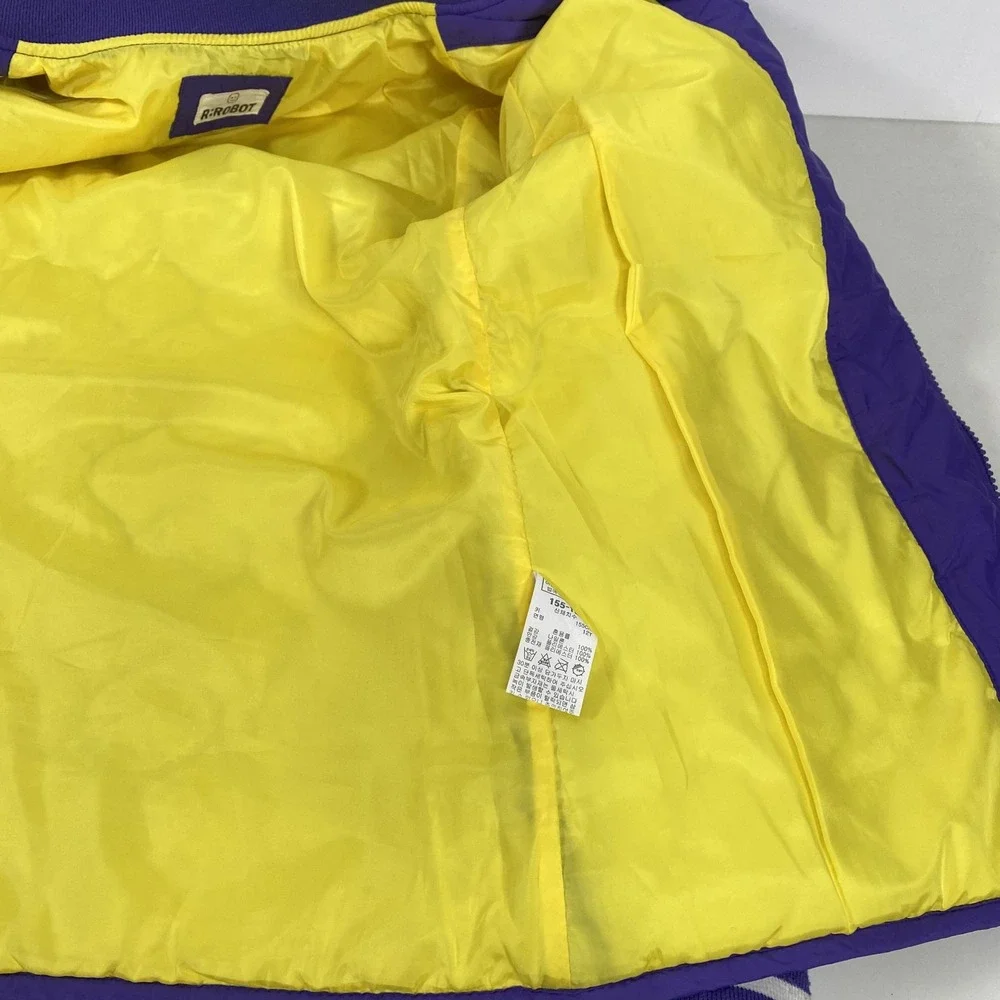 R:ROBOT Jacket Youth 12Y‎ Purple Quilted Bomber Full Zip Pockets Logo Patch Kids